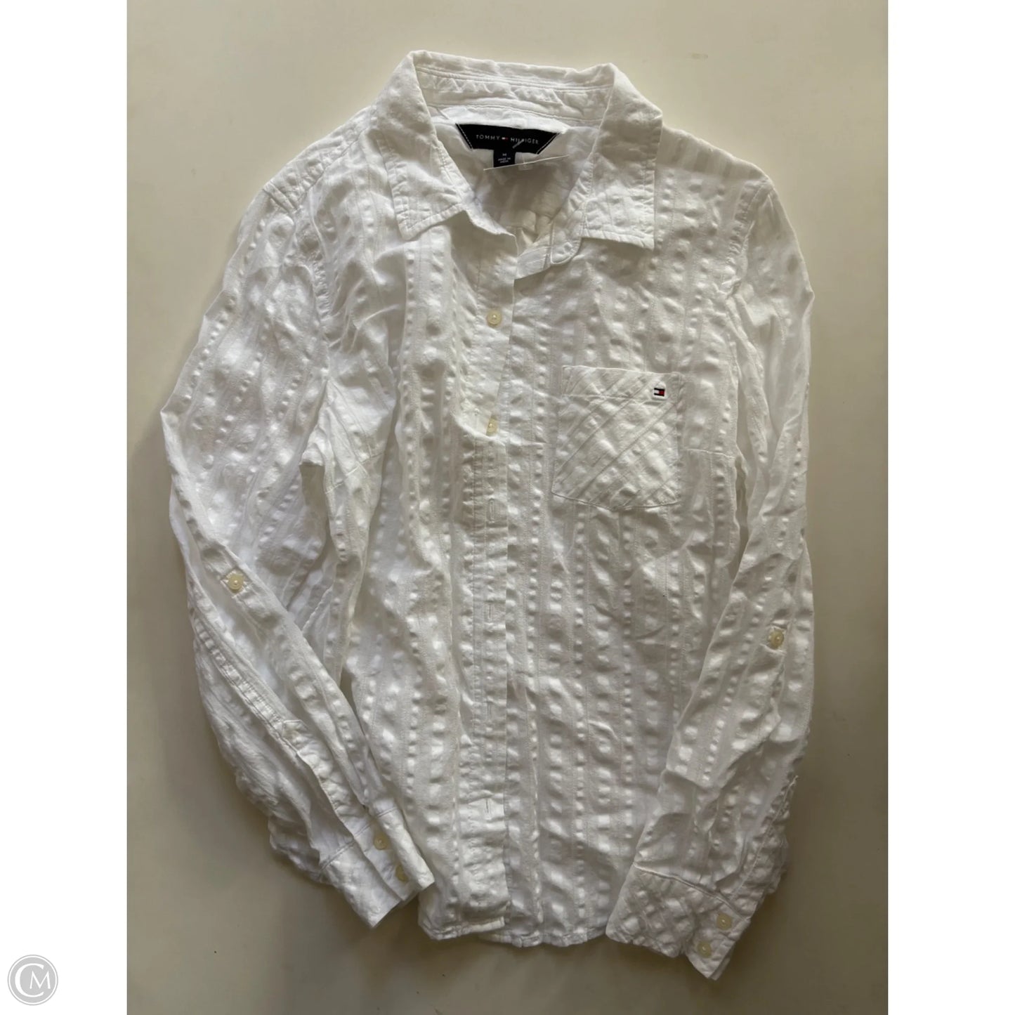 Top Long Sleeve By Tommy Hilfiger In White, Size: M