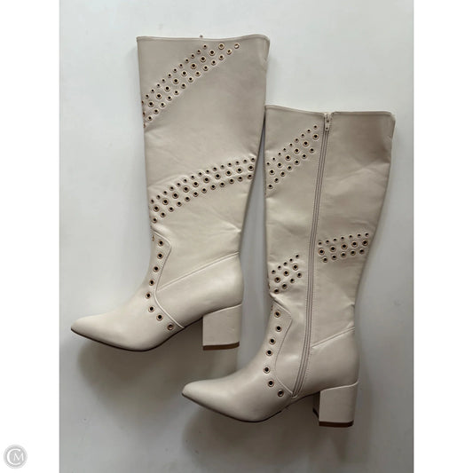 Boots Knee Heels By Cato In Cream, Size: 8