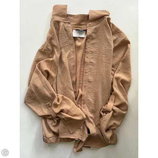Blouse Long Sleeve By Simply Vera In Brown, Size: Xl