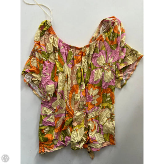 Top Short Sleeve By Kim & Cami In Floral Print, Size: L