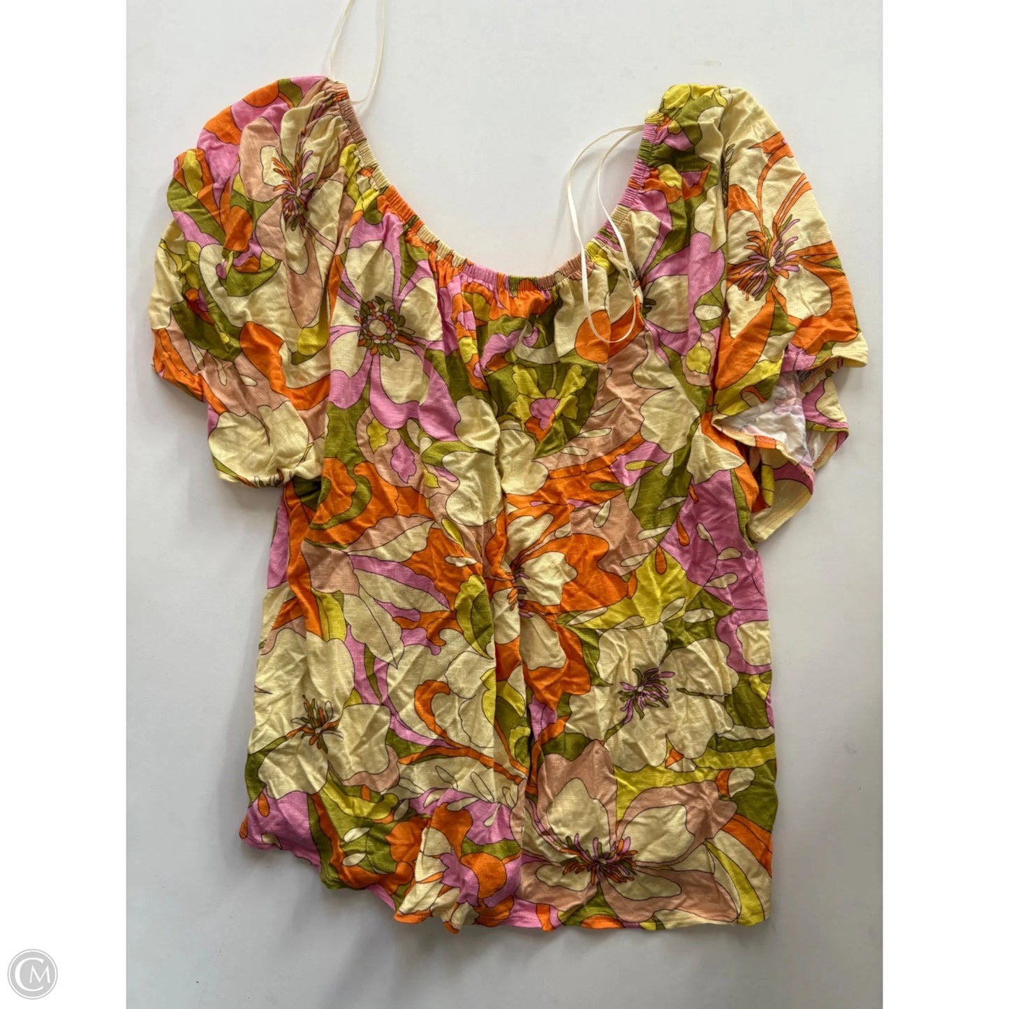 Top Short Sleeve By Kim & Cami In Floral Print, Size: L