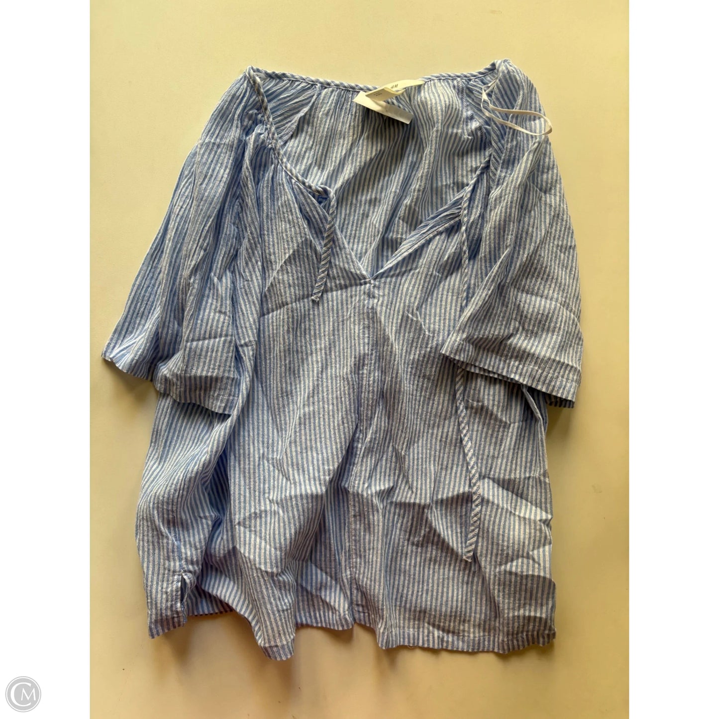 Top Short Sleeve By H&m In Striped Pattern, Size: L