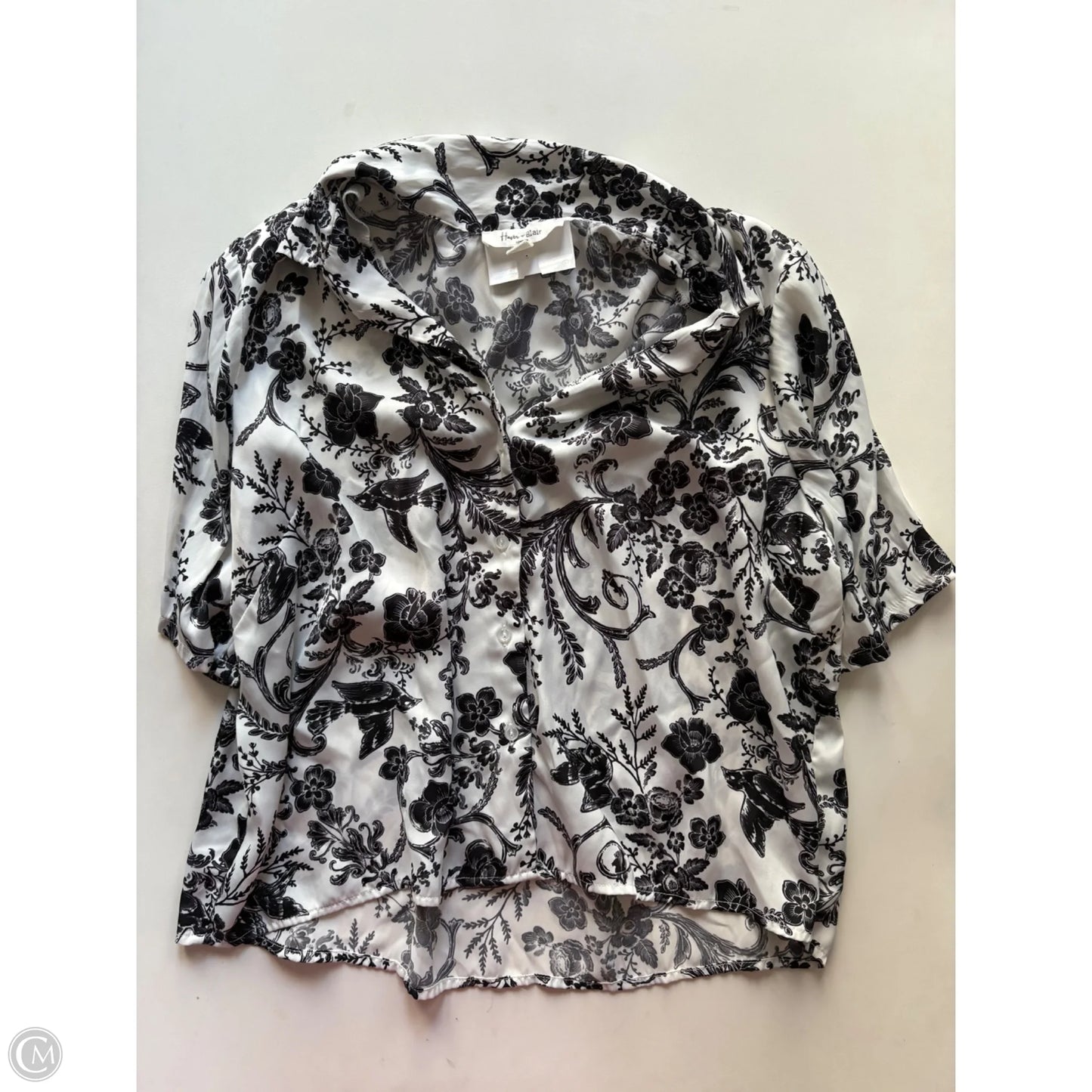 Blouse Short Sleeve By Haven In Black & White, Size: L