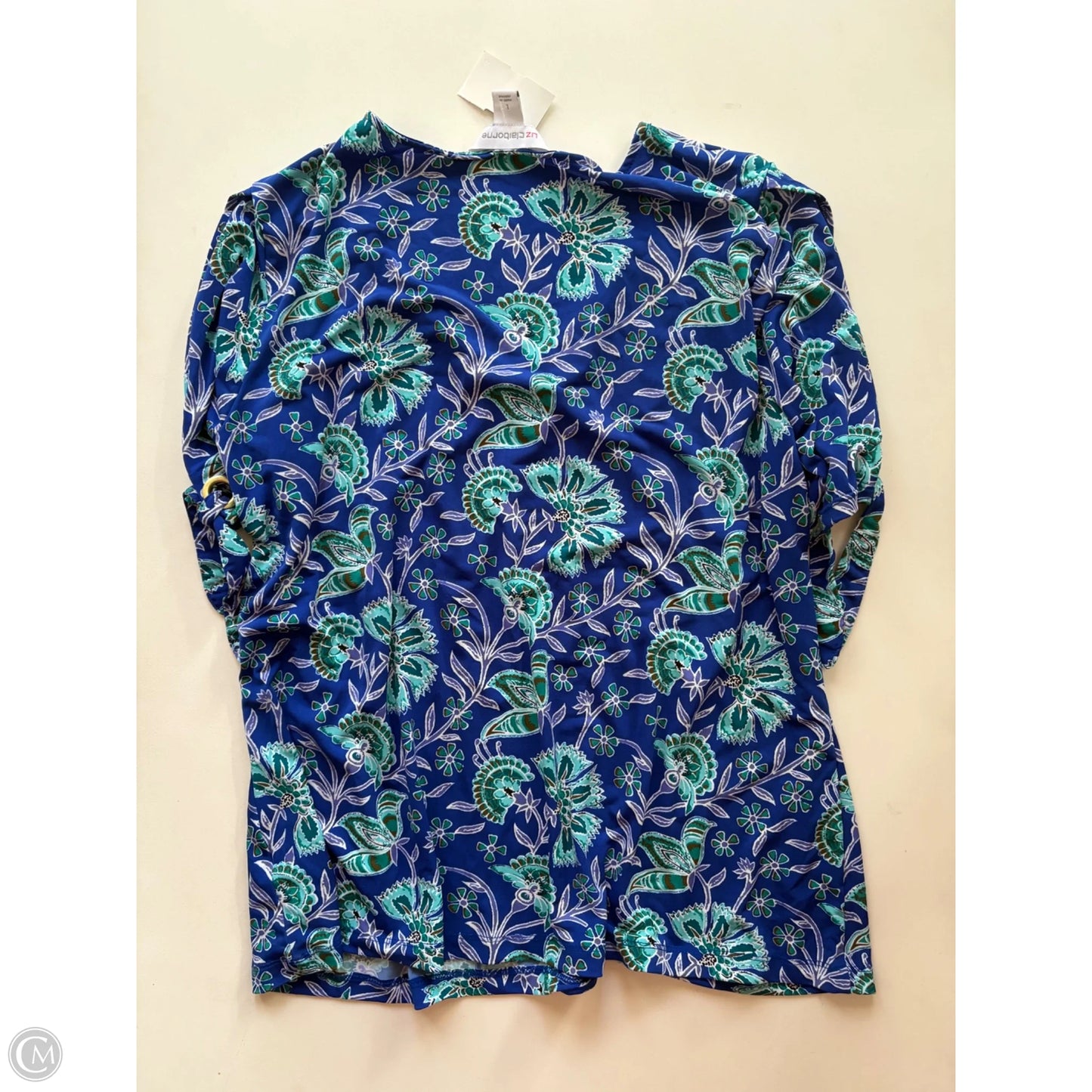 Blouse Long Sleeve By Liz Claiborne In Blue & Green, Size: L
