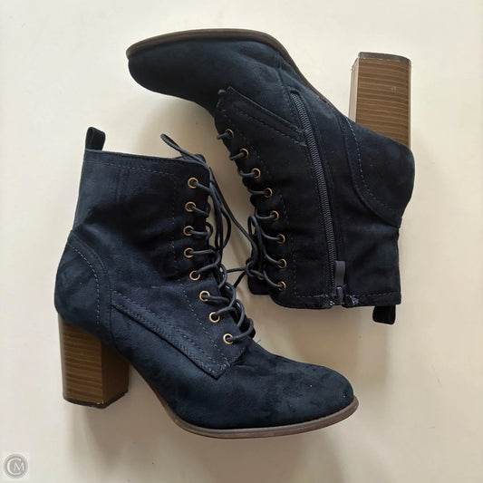 Boots Ankle Heels By Cato In Blue, Size: 8.5