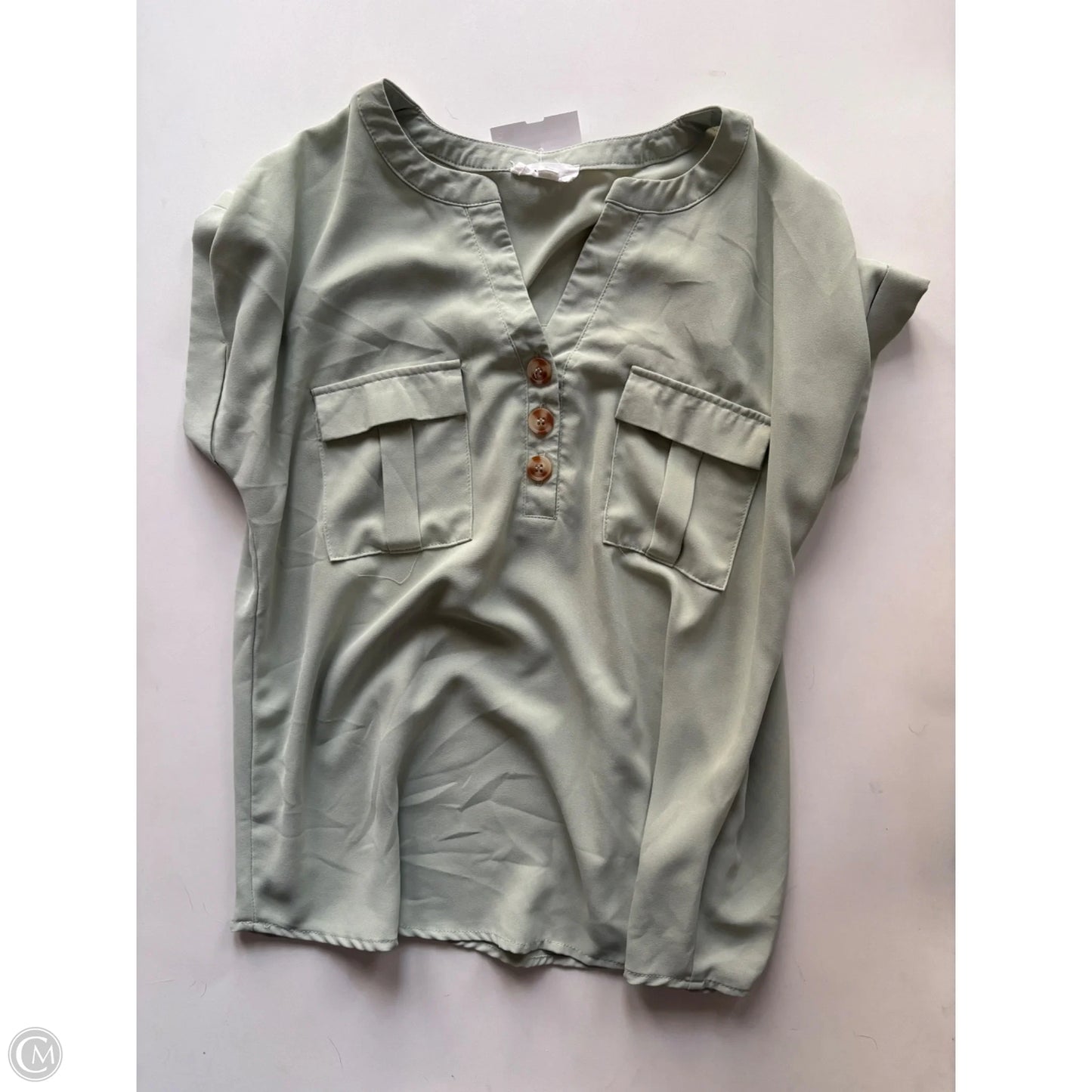 Blouse Short Sleeve By Mine In Green, Size: L