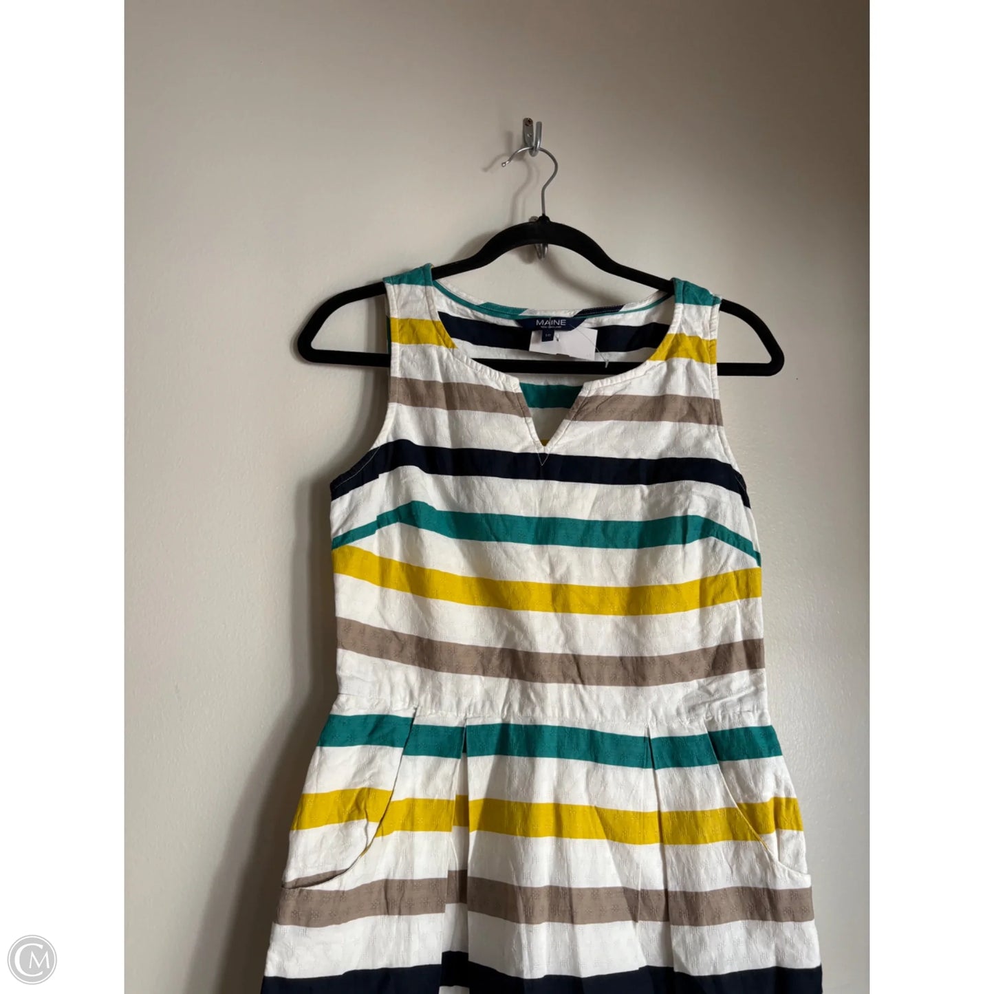 Dress Casual Midi By Maine In Striped Pattern, Size: M