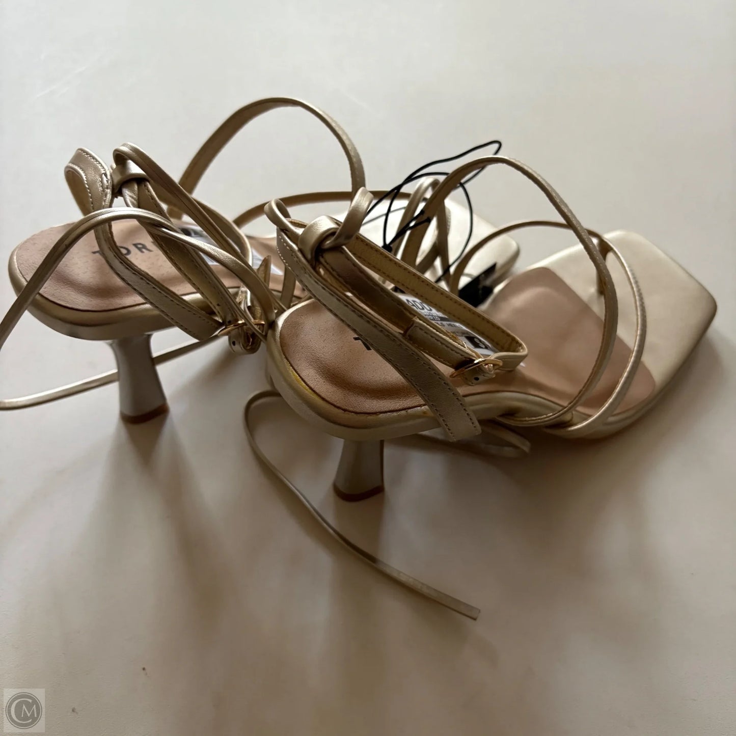 Sandals Heels Kitten By Torrid In Gold, Size: 6.5