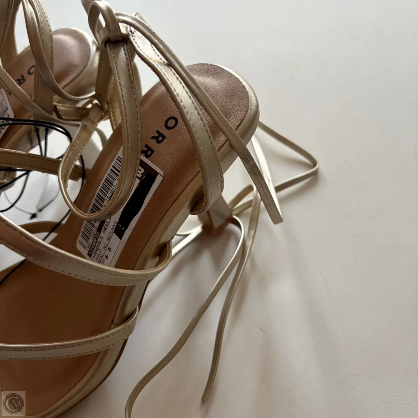 Sandals Heels Kitten By Torrid In Gold, Size: 6.5