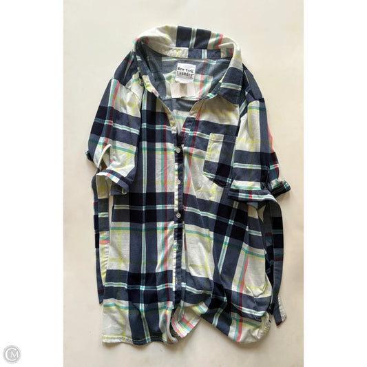 Top Short Sleeve By New York Laundry In Plaid Pattern, Size: 3x