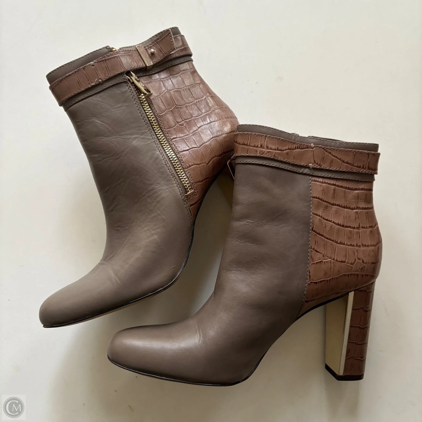 Boots Ankle Heels By Ann Taylor In Grey, Size: 10