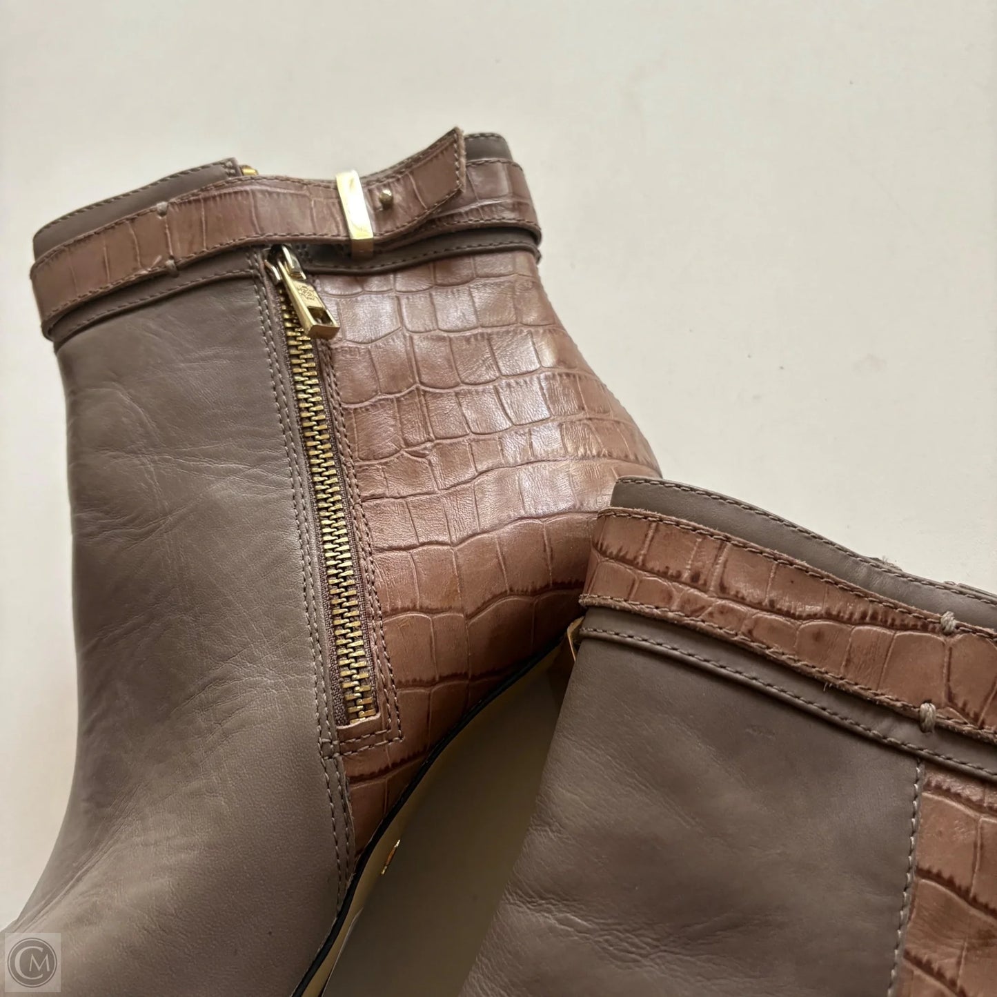 Boots Ankle Heels By Ann Taylor In Grey, Size: 10