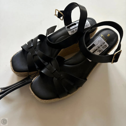 Sandals Heels Wedge By Time And Tru In Black, Size: 6