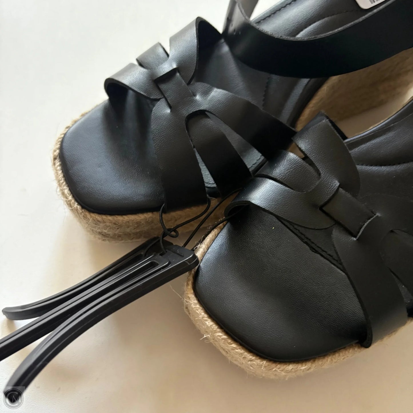 Sandals Heels Wedge By Time And Tru In Black, Size: 6