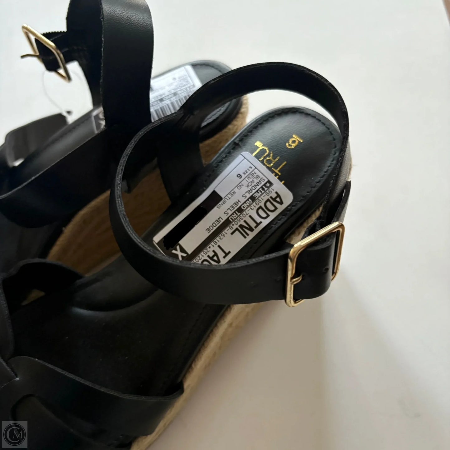 Sandals Heels Wedge By Time And Tru In Black, Size: 6