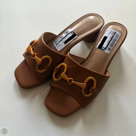 Sandals Heels Block By Coutgo In Brown, Size: 7.5