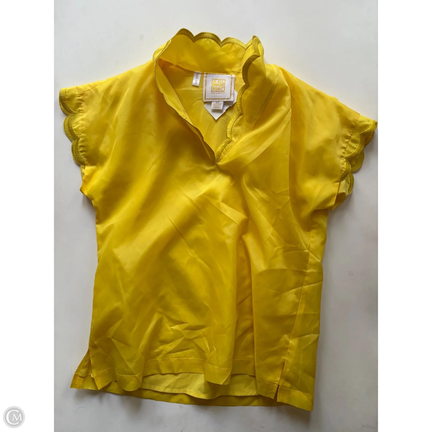 Blouse Short Sleeve By Emily Mcarther In Yellow, Size: Xs