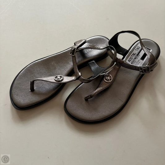 Sandals Designer By Michael Kors In Silver, Size: 6.5