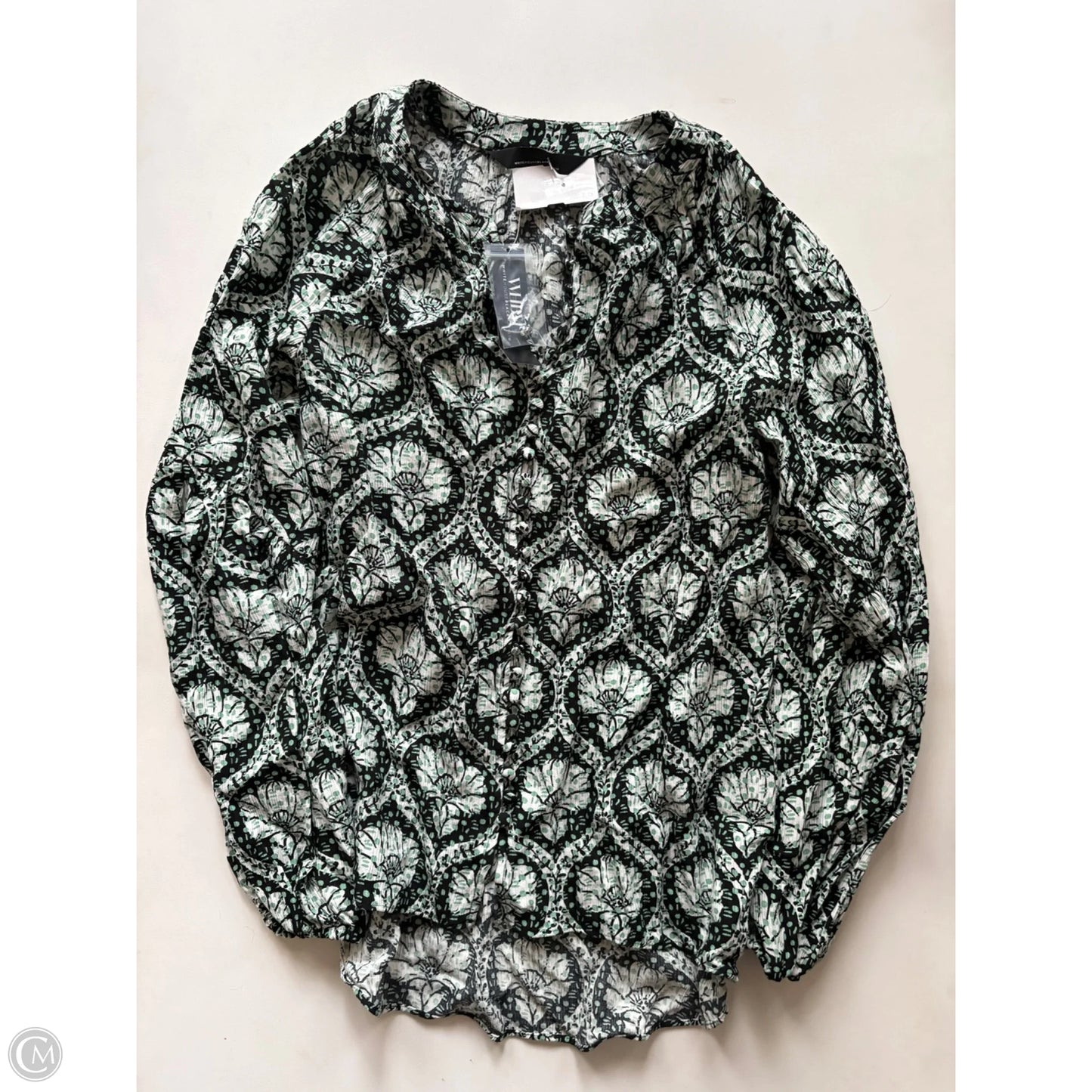 Blouse Long Sleeve By White House Black Market In Green, Size: Xs