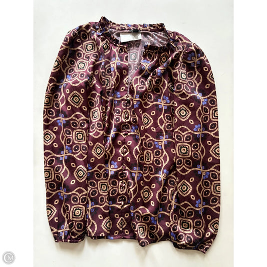 Blouse Long Sleeve By Ann Taylor In Maroon, Size: Xs
