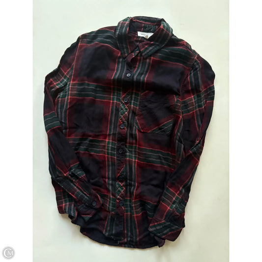 Top Long Sleeve By Beachlunchlounge In Plaid Pattern, Size: S