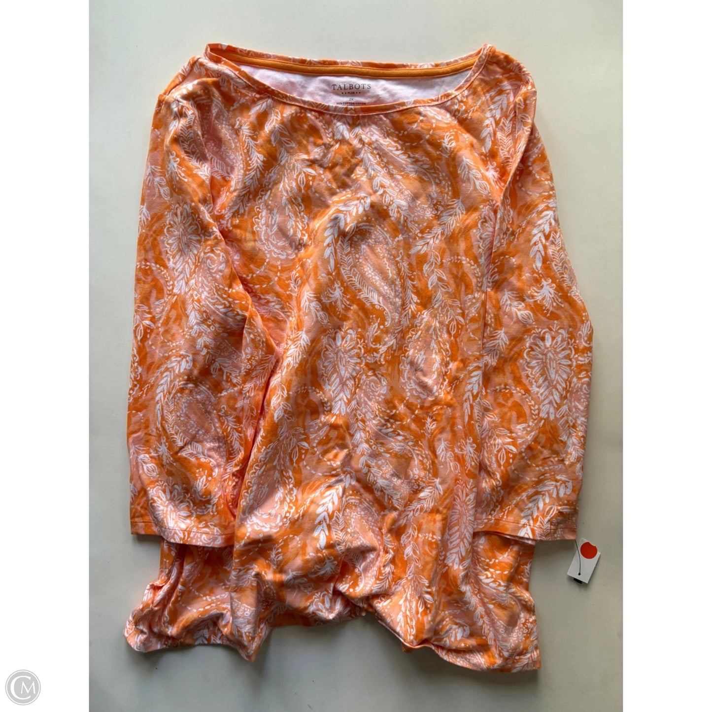 Top Long Sleeve By Talbots In Orange, Size: 2x