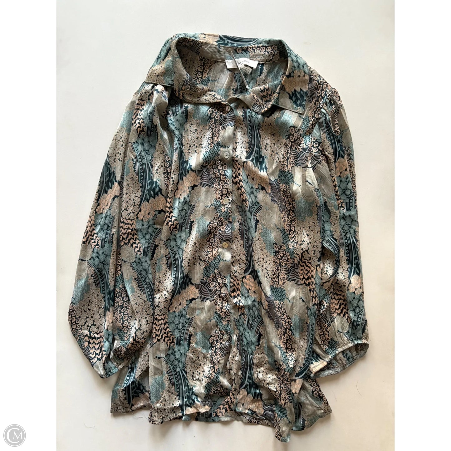 Blouse Long Sleeve By Cmc In Blue, Size: S