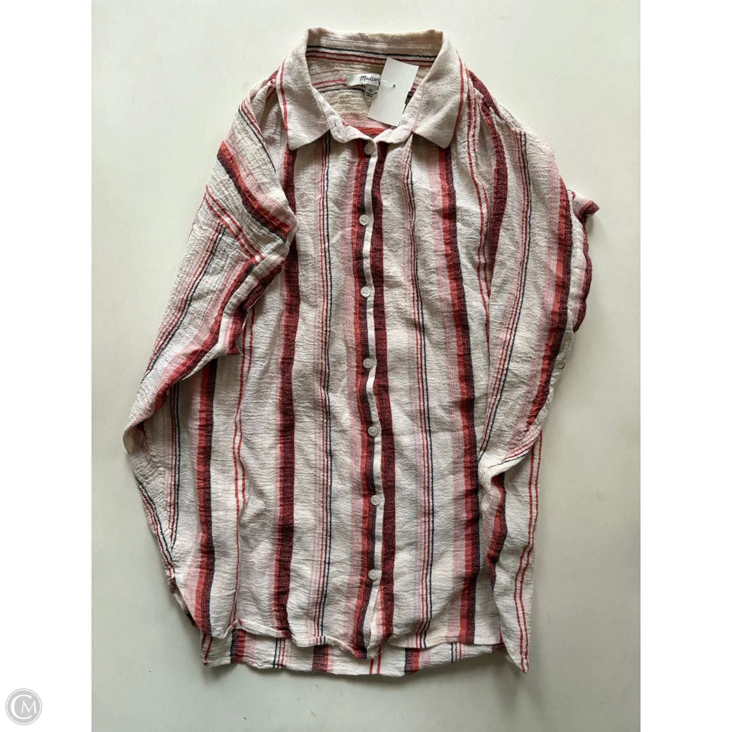 Top Short Sleeve By Madewell In Striped Pattern, Size: Xs