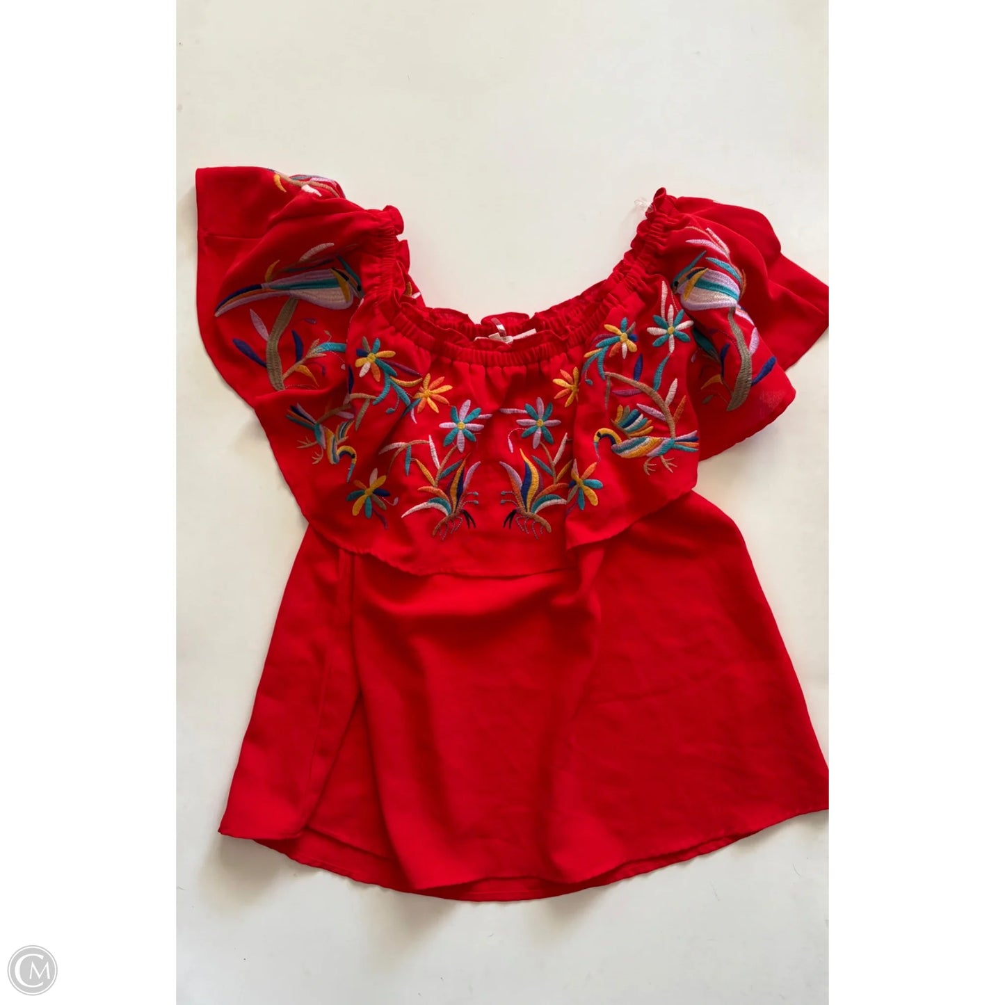 Blouse Short Sleeve By Entro In Orange, Size: L