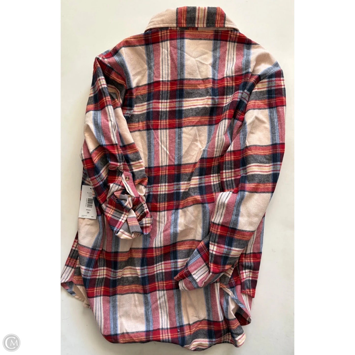 Top Long Sleeve By Donna In Plaid Pattern, Size: 3x