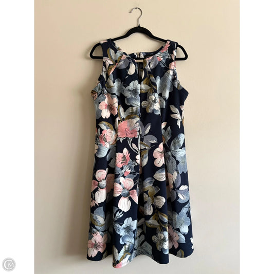 Dress Casual Midi By Liz Claiborne In Floral Print, Size: L