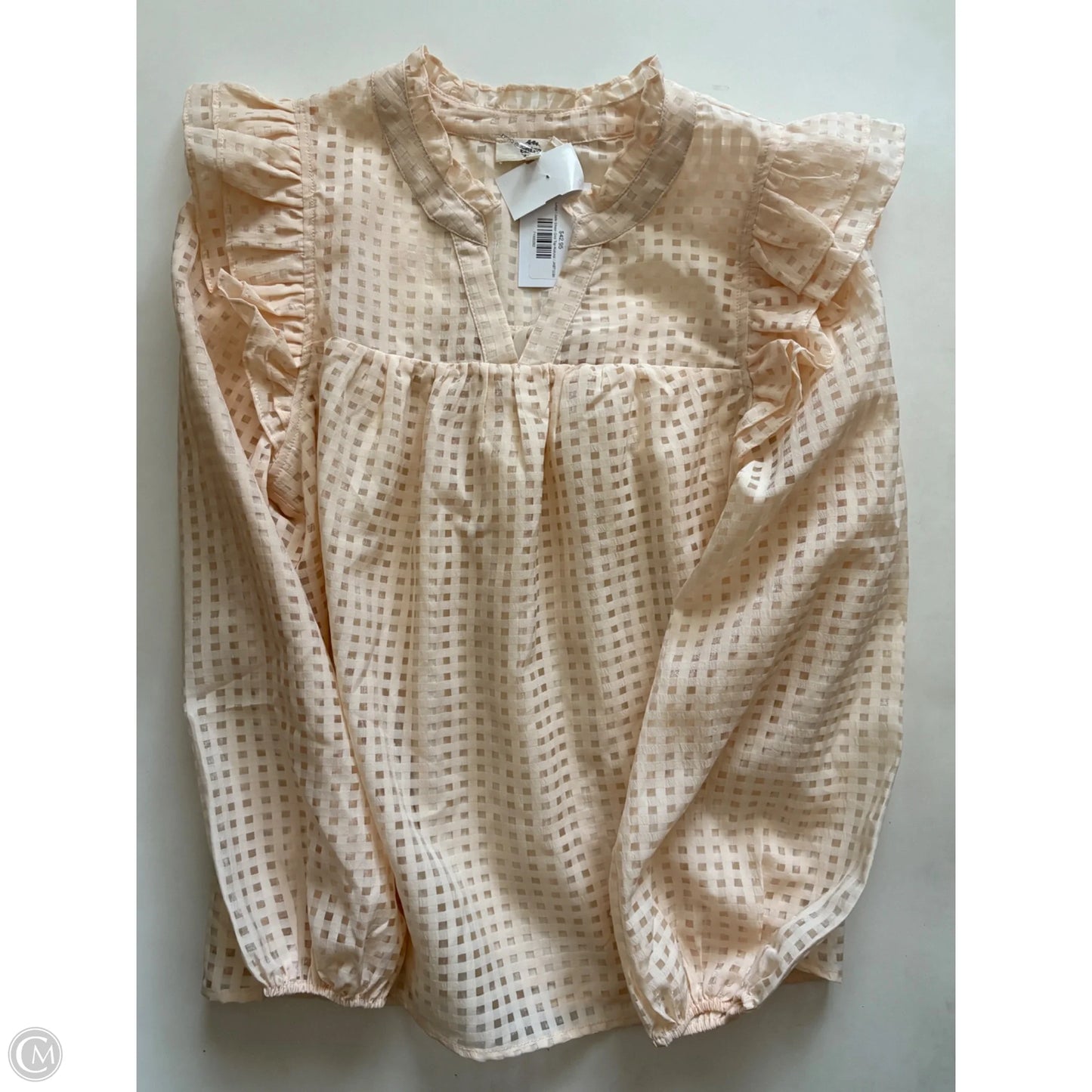 Blouse Long Sleeve By Entro In Cream, Size: L