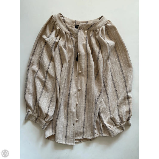 Blouse Long Sleeve By Adrienne Vittadini In Striped Pattern, Size: S