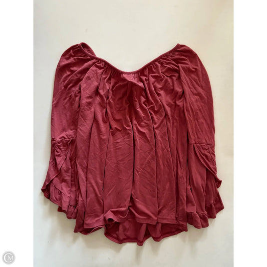 Top Long Sleeve By A Gain In Brown, Size: S