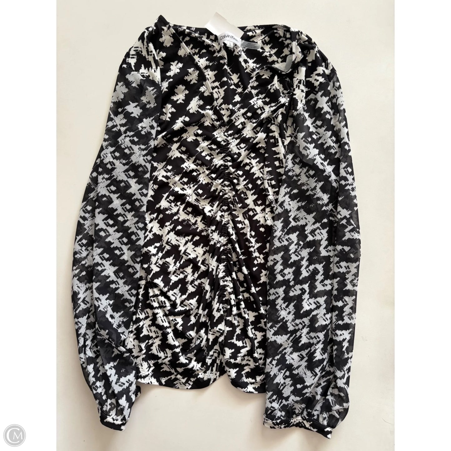 Blouse Long Sleeve By Calvin Klein In Black, Size: L