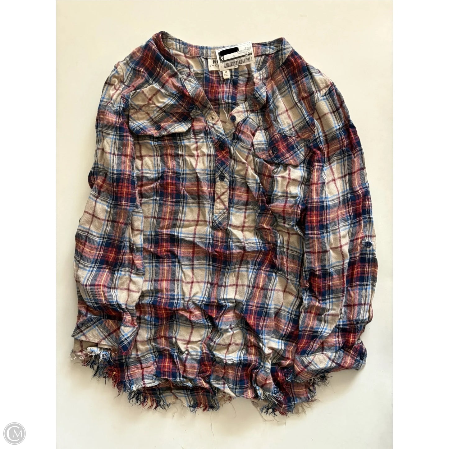 Top Long Sleeve By Hester Orchard In Plaid Pattern, Size: M