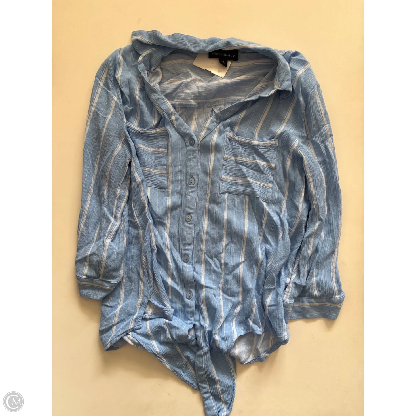 Top Long Sleeve By Fortune & Ivy In Striped Pattern, Size: M