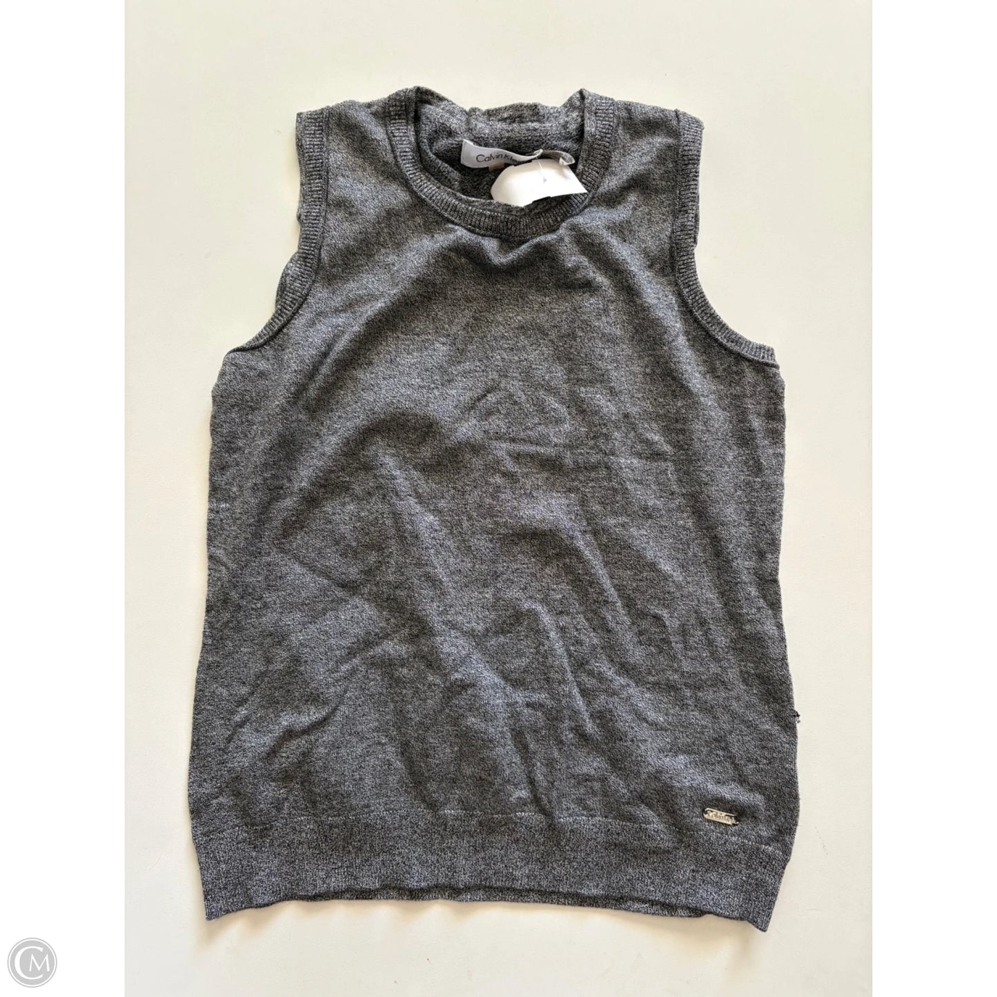 Sweater Short Sleeve By Calvin Klein In Grey, Size: S