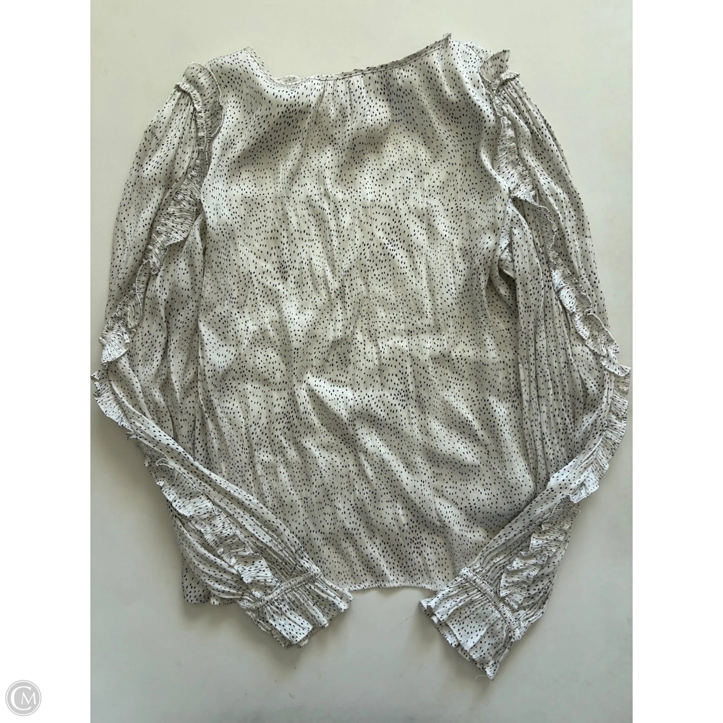 Blouse Long Sleeve By Loft In Polkadot Pattern, Size: S