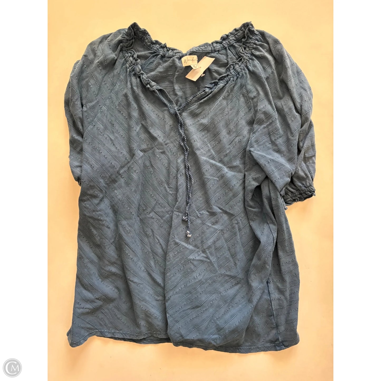 Top Short Sleeve By Wonderly In Blue, Size: M