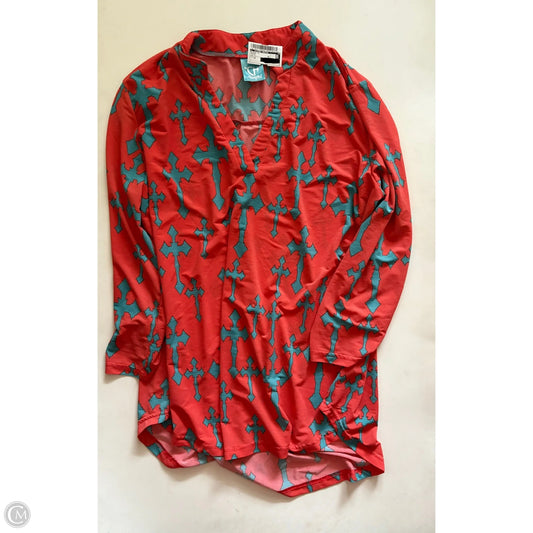 Blouse Long Sleeve By Cow Girl In Orange, Size: 3x