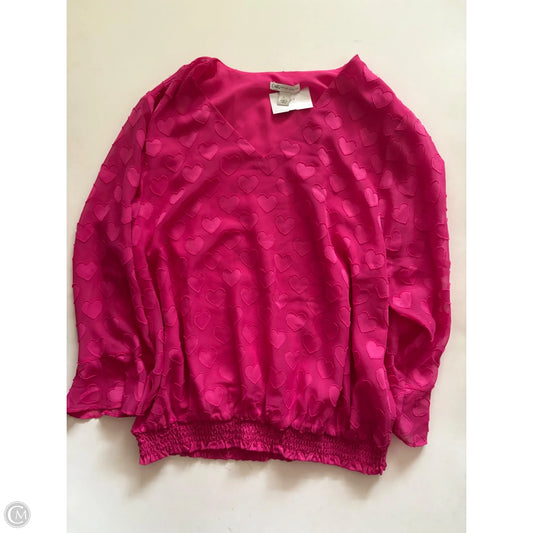Blouse Long Sleeve By Cato In Pink, Size: L