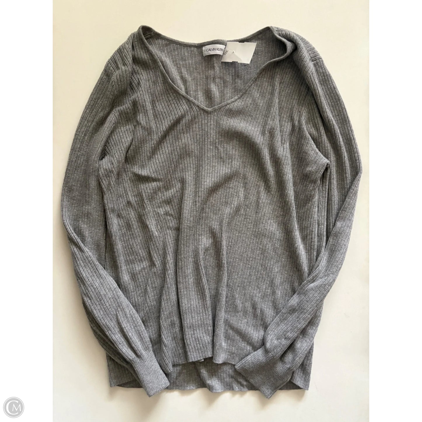 Sweater By Calvin Klein In Grey, Size: L