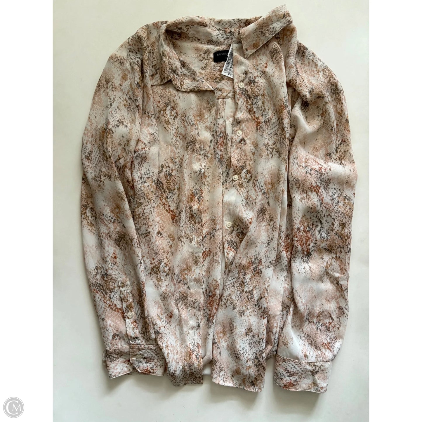 Blouse Long Sleeve By Banana Republic In Orange, Size: Xl