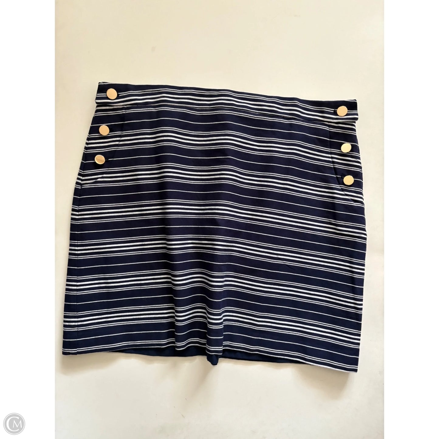 Skirt Midi By Loft In Striped Pattern, Size: 14