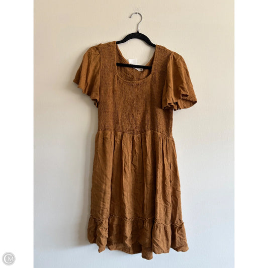 Dress Casual Midi By Chance or Fate In Brown, Size: L