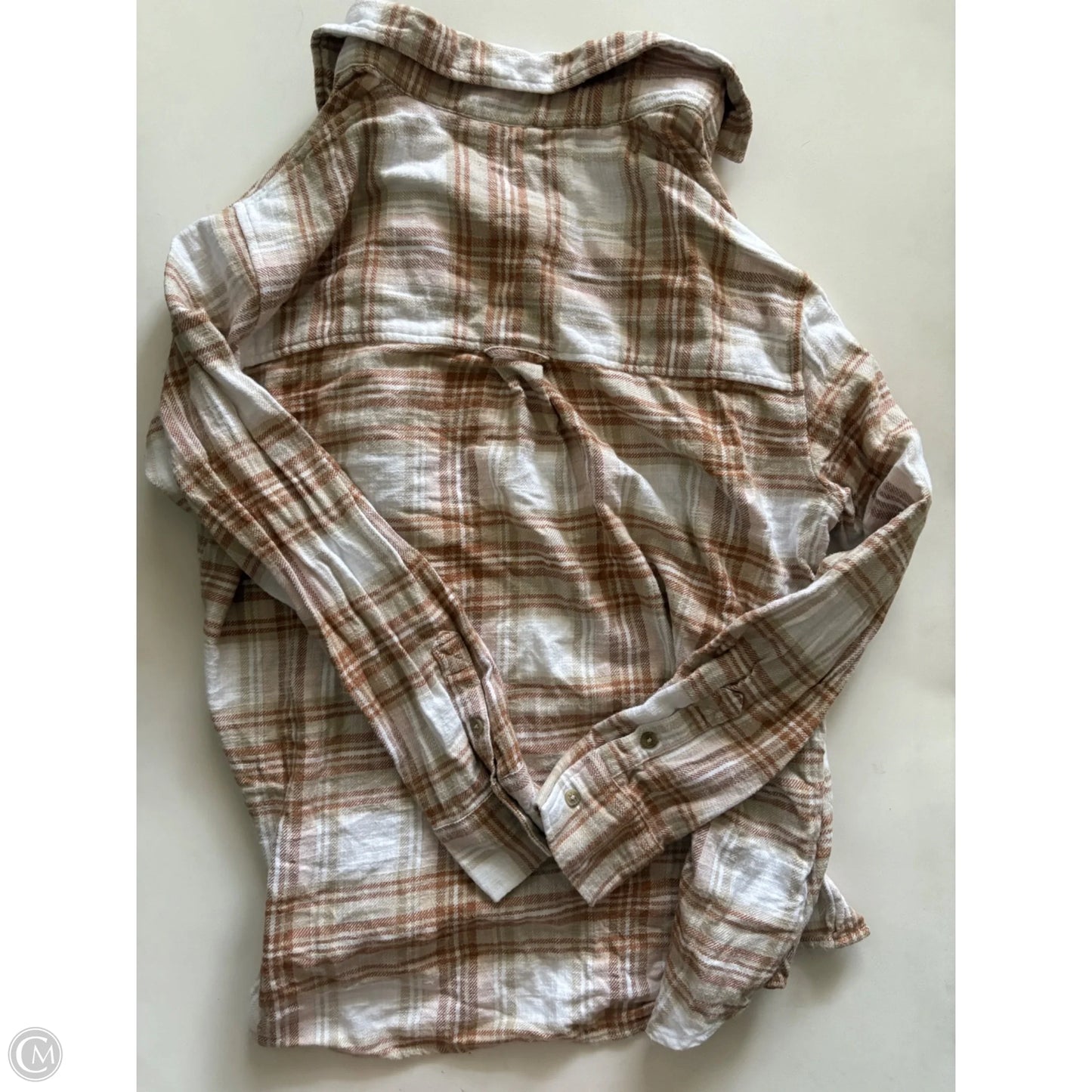 Top Long Sleeve By American Eagle In Plaid Pattern, Size: S