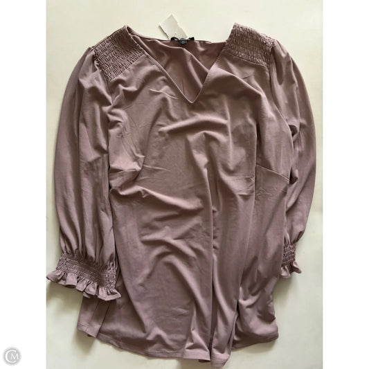 Blouse Long Sleeve By Adrianna Papell In Taupe, Size: 2x