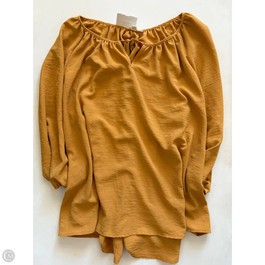 Blouse Long Sleeve By Como Blu In Brown, Size: 2x