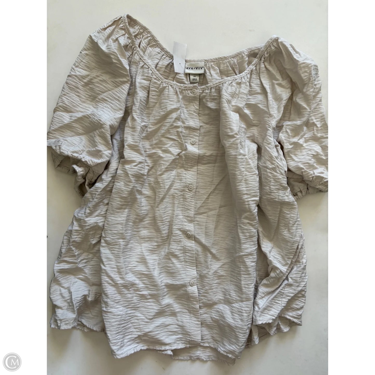 Top Short Sleeve By Ava & Viv In Cream, Size: 2x